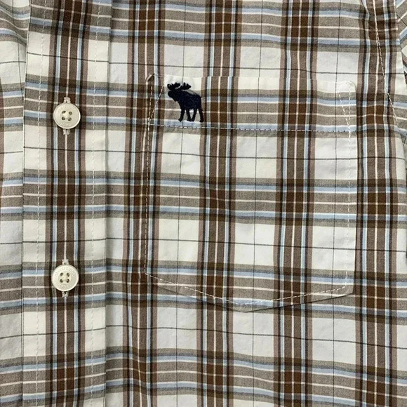 Boys Abercrombie Muscle Fit Long Sleeve Button Up Plaid Shirt Size Large EUC - Picture 3 of 9